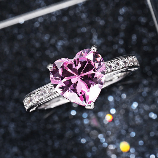 Rings for Alloy Wedding Ring Inlaid with Heart-Shaped Diamond Zircon Ring Women'S Engagement Jewelry